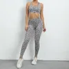 Aktive Sets Gym Set Frauen 2023 Leopard Damen Outfits Lycra Workout Kleidung Für Fitness Sportswear Activewear Grau Rosa