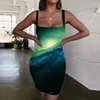 الفساتين غير الرسمية Giyu العلامة التجارية ملخص لباس النساء هندسة 3D طباعة bodycon green vestido مثير الملابس النساء الشاطئ الصيف