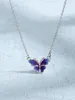 2023 Hot selling S925 sterling silver new purple butterfly necklace in Europe and America, high-end necklace for women