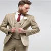 Groom Tuxedos Groomsmen Peak Lapel Handsome Light Brown Men Suits Wedding Prom Dinner Man Blazer Jacket Pants Vest Tie M1262n