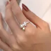 Cluster Rings Kofsac Orchid Flower Ring European Style Matte Bow Bell Cute 925 Sterling Silver Jewelry