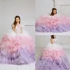Luxury Feather Ball Gown Flower Girl Dresses For Wedding Pärledspets Appliced ​​Toddler Girls Pageant Dress Kids Formal Wear Prom G301H