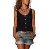 Women's Blouses Button Down Tank Tops Scoop Neck Sleeveless T Shirts Loose Fit With Pocket