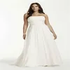 Plus Size Beach Dresses 2019 New Custom Made Court Train Alcyfeless Pluets Empire Weist الأنيقة الشيفون الزفاف G2843