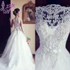 Newest Elegant Sleeveless Crystal Wedding Dresses 2020 Fashion White A Line Princess Tulle Bridal Gowns Long W1016 High Quality St241Z