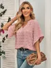 Damskie koszulki T-Shirt Letna koszulka z litego koloru wełniana kula Top Flare Rleeve V-dół Casual Sweet Codzienne rozmiar w stylu do XL