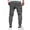 Calças de moletom masculinas casuais com vários bolsos joggers 2023 moda masculina slim fit cargo cor sólida calças masculinas streetwear