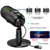 Microphones RGB USB Condenser Microphone Professional Vocals Streams Mic Recording Studio Micro For PC YouTube Video Gaming Computer