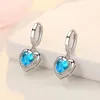 Dangle Earrings S925 Sterling Silver 30MM Colored Heart Large Zircon For Women Fashion Engagement Wedding Gift Jewelry