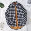 Men's Casual Shirts Plus Velvet All-match Long-sleeved Plaid Shirt Winter Thick Style Korean Hong Kong Student Loose Jacket
