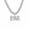 Hip Hop Rapper Hombres brillante diamante colgante collar de oro Iced out PRE colgante micro-inset full zircon jewelry night club punk 50cm Miami Cadena cubana 1563