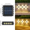 4 Sides Solar Wall Mounted Lights Outdoor 16 LED Warm Waterproof Up Down Right Left Solar Luminous Lighting Balcony Yard Garden Decoration Solar Power Flood Lights