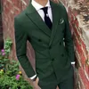 Men's Suits Double Breasted Slim Fit Suit For Wedding Prom 2-Piece Dark Green Custom Made Groom Tuxedo Blazer (Jacket Pants) 2023