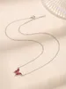 2023 New Literary Style S925 Sterling Silver Dropped Butterfly Necklace Fashion Light Luxury High Grade Necklace Female