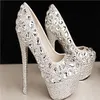 Fashion Luxury Crystals Rhinestone Wedding Shoes Size 12 cm High Heels Bridal Shoes Party Prom Women Shoes 281L