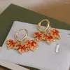 Conjunto de collar y pendientes 2023, pasador de cristal naranja para mujer, joyería de marca de moda, anillos ajustables, collares de cadena