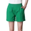 Shorts Feminino 4xl Verão Feminino Algodão Linho Elástico Cintura Alta Perna Larga Solto Linho Reto Respirável Saia Curta