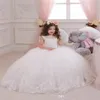 Wit Ivoor Kant Baljurk Kids TUTU Bloemenmeisje Jurken Lange Mouwen Party Prom Prinses Bruidsmeisje Bruiloft Formele Gelegenheid Dress1266g