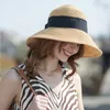 Wide Brim Hats 2023 Big Cornice Hat Along Straw Braided Sun Visor Ladies Summer Korean Version Outdoor Beach