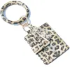 Party Women Wallet Keychains Leopard Print PU Leather Tassels Bracelet Keychain Credit Card Bangle Key Ring Wristlet Handbag Accessories New