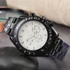 Designer Moon Man Quartz Watch de haute qualité six ES Mineral en verre renforcé Mirrortop Marque Chronograph Rubber STRAP WORDES
