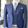 Szeroki szczyt Lapel Men Suits Business 3 sztuki Wedding Groom Tuxedos Man Provent Dinner Dinner Blazer Pants Kamizel krawat W561317T