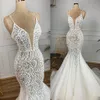2020 sexig illusion kroppsjärjedag bröllopsklänningar spaghettirem spets Applique Crystal Sheer Plunging V Neck Wedding Gown Vestid242p