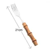 Conjuntos de louça Bamboo Handle Espelho 304 Aço Inoxidável Madeira Natural Faca Garfo Arroz Colher Talheres Talheres