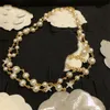 Kvinnors tröja kedja hänge halsband ccity märke smycken designer lyx c logo höst och vinter choker pärla långkedja 6234