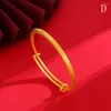 Bangle Women Bracelet Adjust Size Simple Classic Real 18k Gold Color Solid Wedding Party Jewelry Gift Dia 60mm