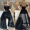 Elegancka czarna pełna koronkowa sukienka o wysokiej niskiej zawartości studni na ramię krótkie rękawy wieczorowe suknie mody Wysoko jakościowa moda imprezowa suknia na zamówienie 264m