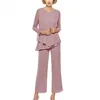 3 stks moeder van de bruid broek past outfits formele vrouwen avond lange mouw chiffon chic broekpakken voor bruiloften197p