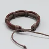 Bangle Vintage Punk Style Adjustable Black Brown Genuine Leather Bracelets Men Women Simple Braided Jewelry Gifts