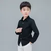 Camisas infantis camiseta para meninos escola crianças branca blusa de desempenho roupas crianças meninos adolescentes meninas gola para baixo camisa de aniversário formal baile de formatura 230721