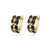 Baumelnde Ohrringe Luxus weiblich schwarz Schmetterling Gelbgold Farbe Clip Blume Vintage Hochzeit für Frauen