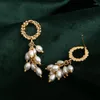 Dangle Earrings Icnway Natural 4-5mm White Rice Freshwater Pearl S925 Stud Or Hook One Pair 14kgp Wheatear Wholesale