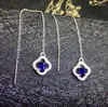 Boucles d'oreilles pendantes naturelles véritable émeraude ou saphir boucle d'oreille en argent sterling 925 0,25 ct 2 pièces pierres précieuses # J18042205