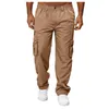 Pantalons pour hommes hommes Double poche bouton jambe large Cargo printemps automne solide décontracté complet pantalon JBFZC-8817