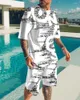 Мужские спортивные костюмы Гавайские пляжные брюки Set Set Summer Forts Shorts Fashion 3D Digital Printing Casual Plus размер