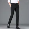 Pantalons pour hommes hommes d'affaires de haute qualité décontracté élégant coton doux lâche rayure solide mince Slim Fit hommes pantalons costume pantalons élasticité