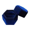 Jewelry Pouches Gift Velvet Hexagonal Ring Box Easy Use Proposal Elegant Anniversary Wedding Ceremony Birthday Single Slot Removable Lid