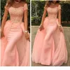 Nowoczesna bezstronna syrena Tiulowa sukienka wieczorna koronkowa aplikacja do podłogi krótkie rękawy brzoskwiniowe sukienka balowa szata de bal Princess3136