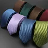 Bow Ties Slim Tie 5cm Solid Color Striped Red Blue Brown Green Skinny Fashion Narrow Nicktie For Men Wedding Groom Business Neck Wear