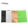 500pcs / lot 7 10cm Mat Blanc Noir Vert Brun Couleur Aluminium Feuille Sacs À Fermeture Éclair Petite Fermeture À Glissière Mylar Feuille Sac Café Thé Nourriture Pa2617