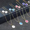 Collier Boucles d'oreilles Set Crystal Luxury Jewelry Choker en acier inoxydable Golden Simulate Gemstone Women's Wedding Gifts