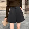 Shorts Feminino Calça de Lã de Cintura Alta Feminino Moda Outono Inverno Elegante Solto Casual Estilo Coreano Bota Curto Feminino 7335