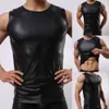 Men's Tank Tops Faxu Leather Men Sport Fitness Bodybuilding Tanks Fashion Man Gym Sleeveless TShirt Singlet Undershirts 230721