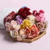 Flores decorativas 9,2 cm 6 pçs flor artificial mini buquê de rosas para decoração de casamento em casa artesanato scrapbooking diy grinaldas artesanato falso