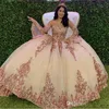 2020 Bollklänning Quinceanera -klänningar med avtagbar långärmad älskling Lace Appliqued Beads Evening Party Sweet 16 Prom Dress251i