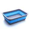 Storage Baskets Folding Silicone Basket Vegetable Fruit Washing Square Kitchen Accessories Organizers Collapsible